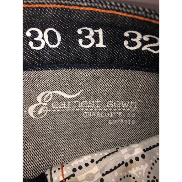Ernest Sewn Size 29 Skirt Charlotte 55 Denim Jean Knee Distressed Wash Back Slit - Picture 8 of 8